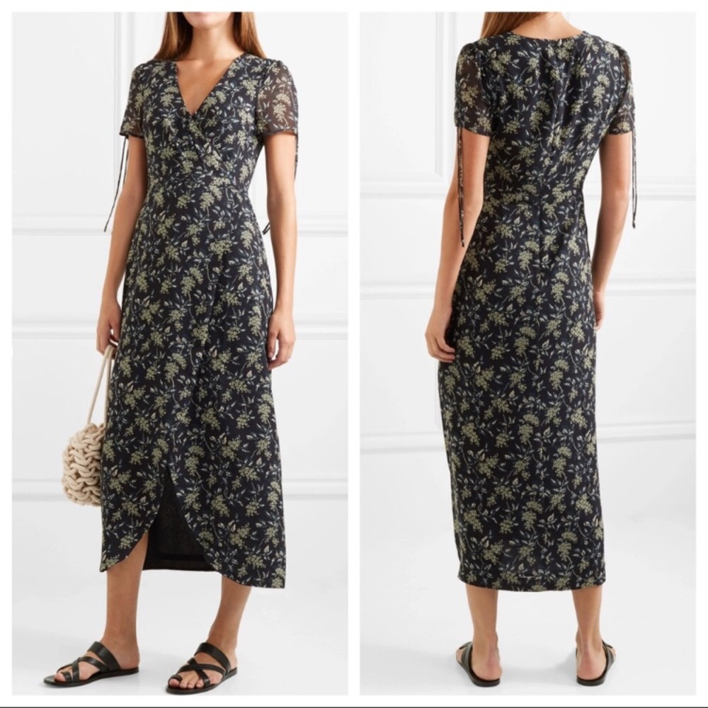 Madewell Wrap Floral Print Georgette Maxi Dress
